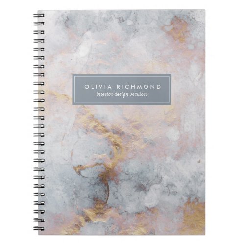 High_End Gold and Grey Marble Texture Note Book