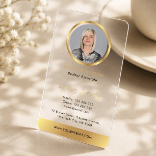 High End Gold Effect Photo Law Notary Real Estate Clear Business Cards