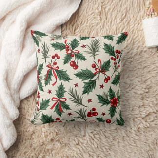 High-end pattern with cherries, tiger thorns throw pillow