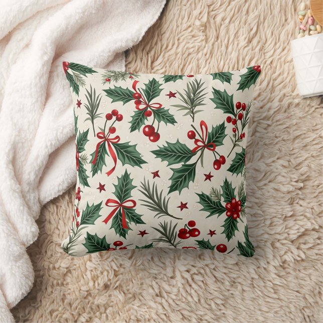 High-end pattern with cherries, tiger thorns throw pillow (Blanket)