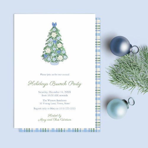 High End Watercolor Tree Holidays Brunch Party Invitation