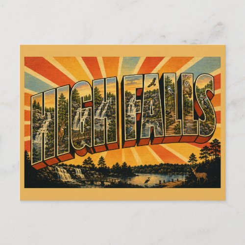 High Falls Georgia Waterfall River Forest Art Postcard