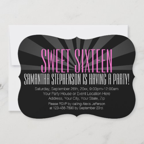 High_Fashion Spotlight Sweet 16 Party Invitations