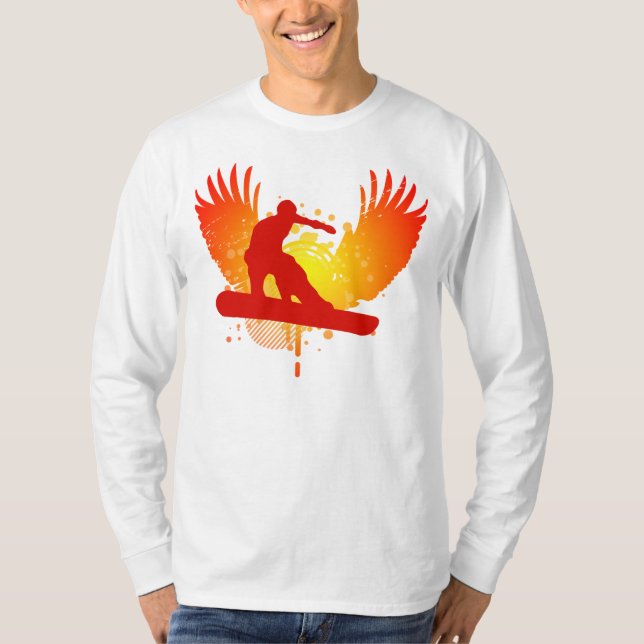 high-fi snowboarding. sunset fade. T-Shirt (Front)