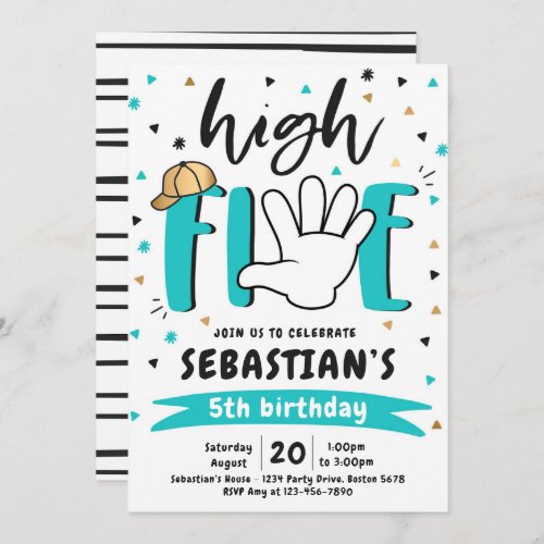 High Five Birthday Hi Five 5th Birthday Party Invitation