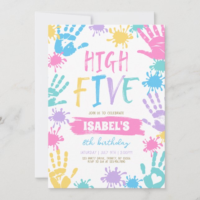 High Five Birthday  Invitation (Front)