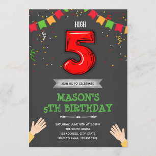 High five birthday invitation