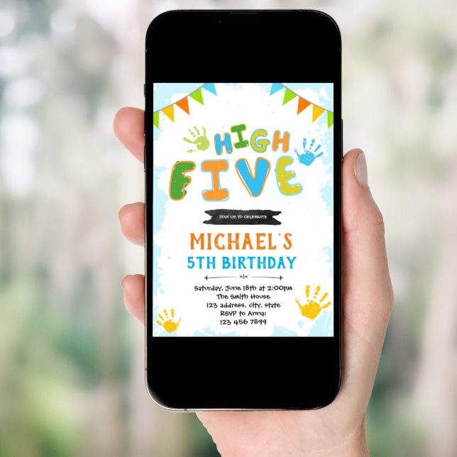 High five birthday invitation (Front Digital)