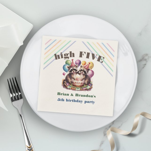 high five birthday party twins mapache theme photo napkins (Creator Uploaded)