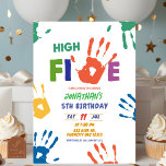 High Five Boy Birthday Invitation<br><div class="desc">High Five Boy Birthday Invitation,  Colorful 5th Birthday Party Invitation,  Editable Template Painting Kids Birthday Invite</div>