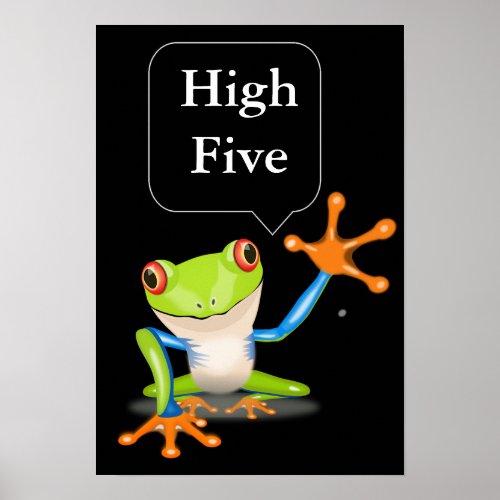 High Five Comical Frog Humorous Poster