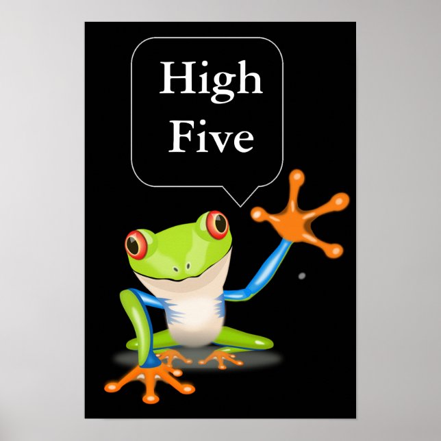 High Five Comical Frog Humorous Poster (Front)