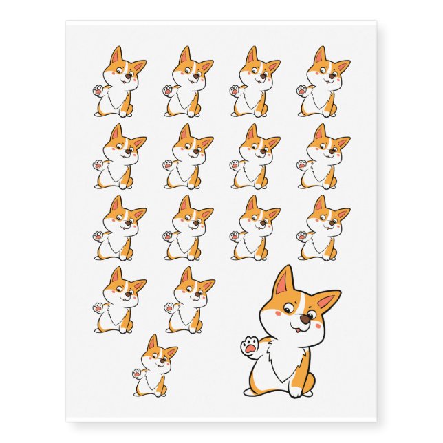 High Five Corgi Temporary Tattoos (Front)