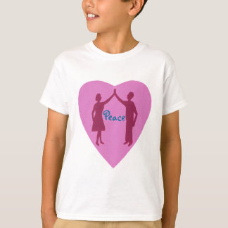 High five, male and female silhouette Peace shirt