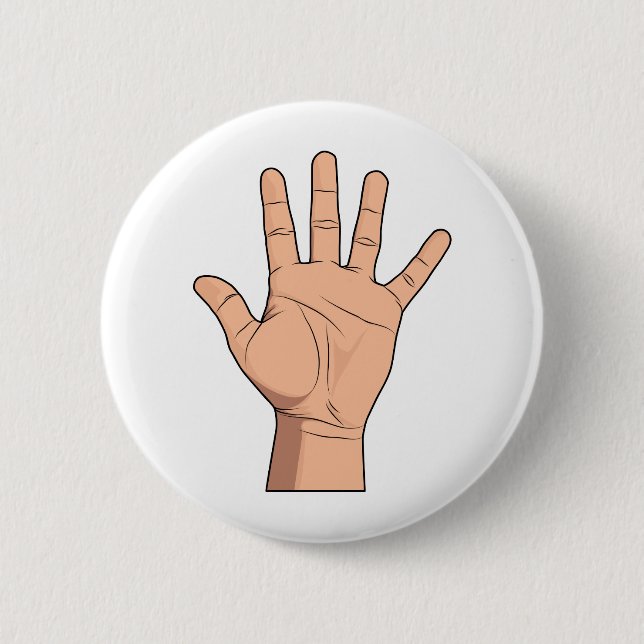 High Five Open Hand Sign Five Fingers Gesture Button (Front)