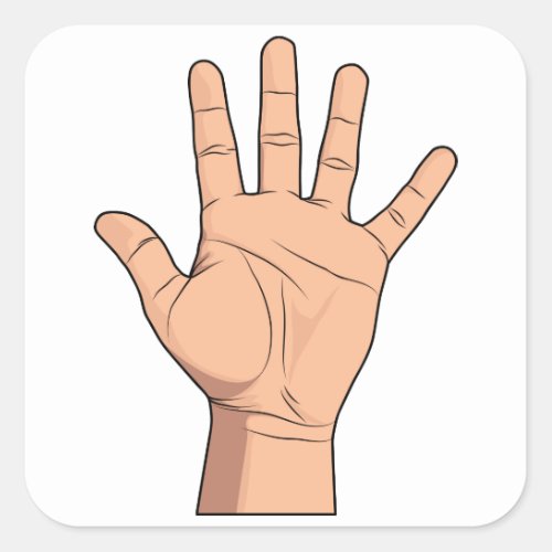 High Five Open Hand Sign Five Fingers Gesture Square Sticker
