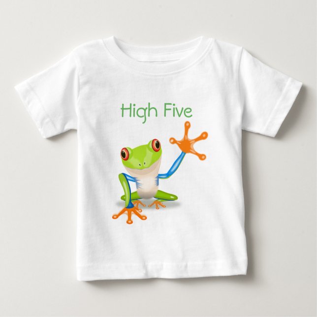 High Five Orange and Blue Funny Frog Shirt (Front)