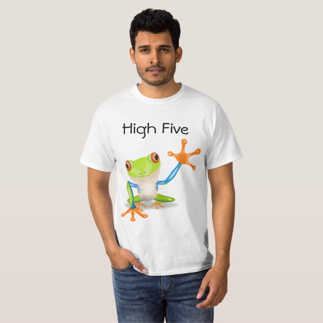 High Five Orange and Blue Funny Frog Shirt (Front Full)