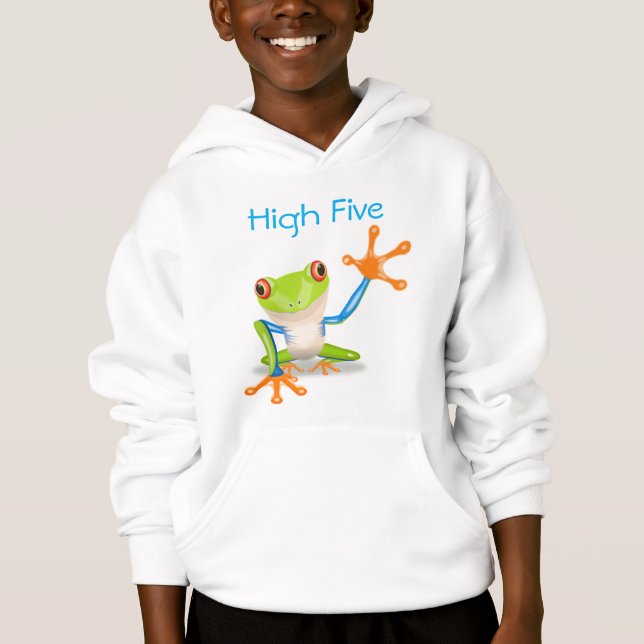 High Five Orange and Blue Funny Frog Shirt (Front)