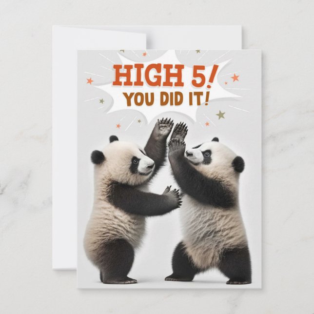 High Five Pandas You Did It Congrats Card (Front)