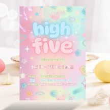 High Five Pastel Neon Glow 5th Birthday Party
