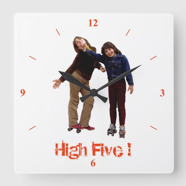 High Five! Square Wall Clock (Front)