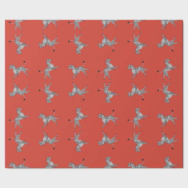 High Five Zebras in Red Wrapping Paper (Seam)