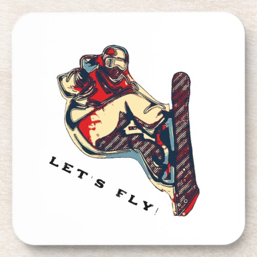 High Flyer_ Snowboarding Fool  Beverage Coaster