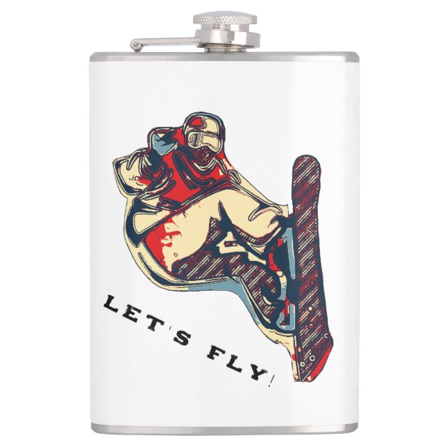 High Flyer- Snowboarding Fool  Flask (Front)