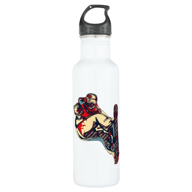 High Flyer- Snowboarding Fool  Stainless Steel Water Bottle (Front)