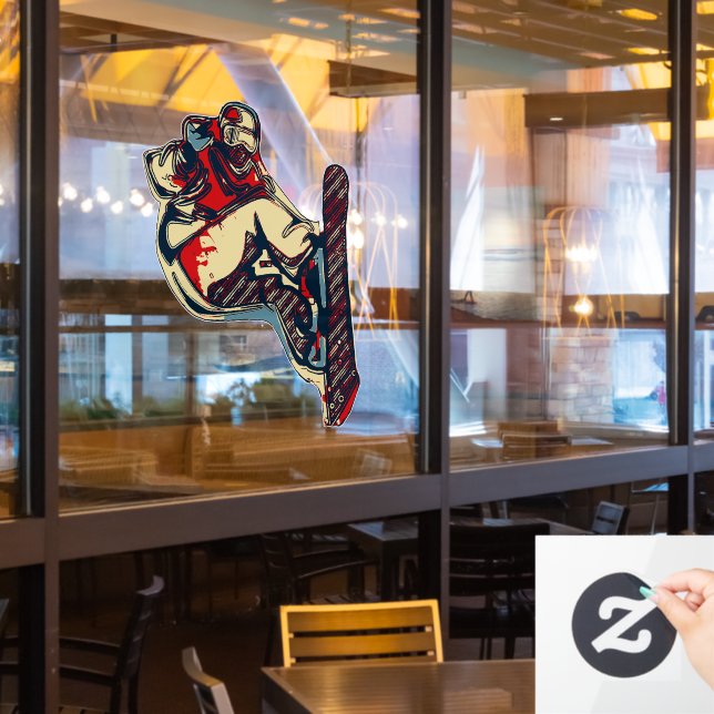 High Flyer! - Snowboarding Fool Window Cling (Restaurant Window)