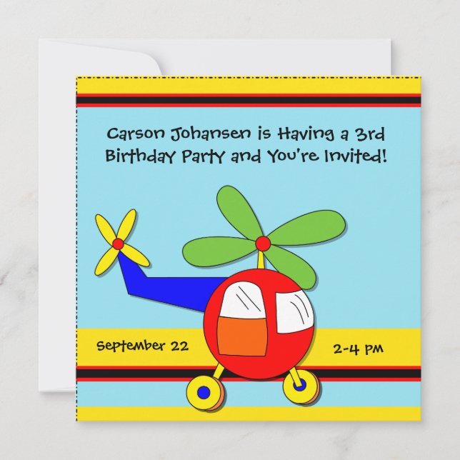 High Flying Airplane Birthday Party Invitations (Front)