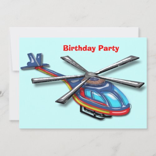 High Flying Helicopter Birthday Party Invitation