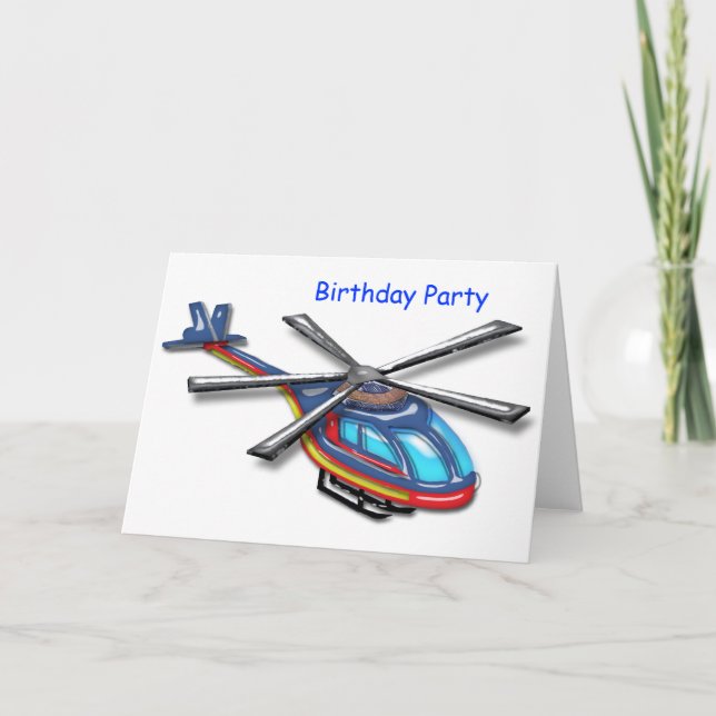 High Flying Helicopter Birthday Party Thank You Card (Front)