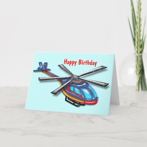 High Flying Helicopter Happy  Birthday Card
