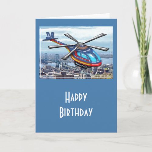 High Flying Helicopter Over Highways Card