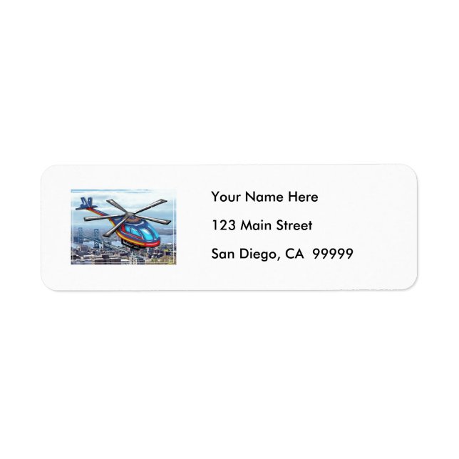 High Flying Helicopter Over Highways Label (Front)