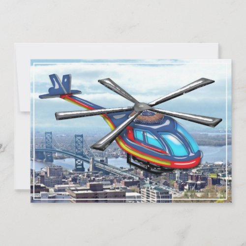 High Flying Helicopter Over the City Invitation