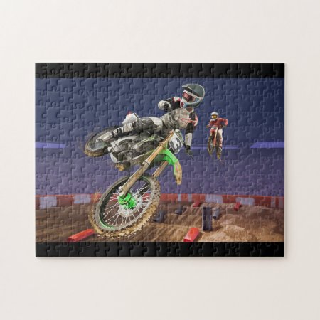 High Flying Motocross Race For The Win Jigsaw Puzzle