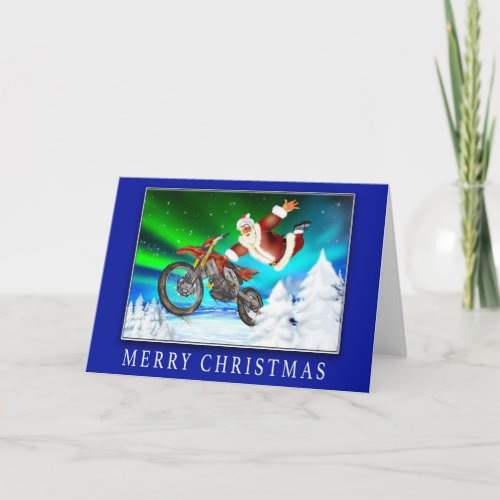 High flying Santa Clause on showing off Card