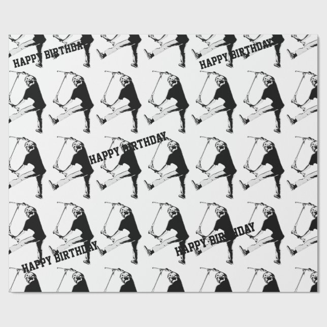 High Flying Scooter Boy - Stunt Scooter Wrapping Paper (Flat)
