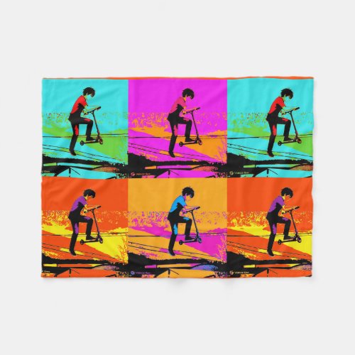 High Flying Scooter Tricks - Stunt Scooter Rider Fleece Blanket