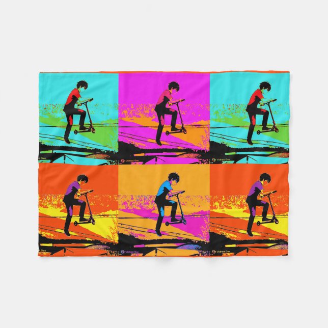 High Flying Scooter Tricks - Stunt Scooter Rider Fleece Blanket (Front (Horizontal))
