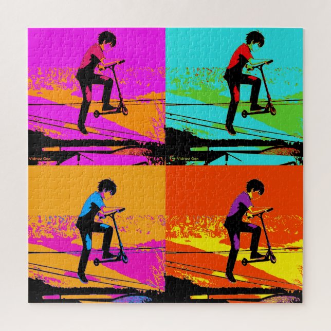 High Flying Scooter Tricks - Stunt Scooter Rider Jigsaw Puzzle (Vertical)