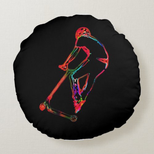 High_flying Scootering _ Scooter Boy Round Pillow