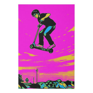 High Flying Stunt - Scooter Rider Faux Canvas Print