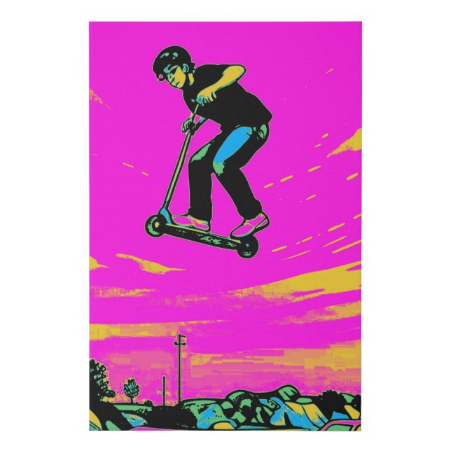 High Flying Stunt - Scooter Rider Faux Canvas Print (Front)