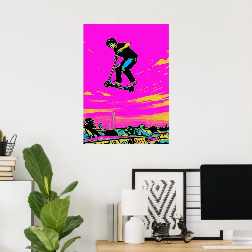 High Flying Stunt - Scooter Rider Poster