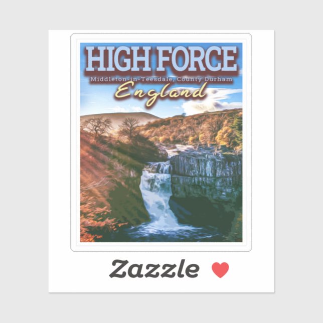 HIGH FORCE WATERFALL - DURHAM ENGLAND UK STICKER (Sheet)
