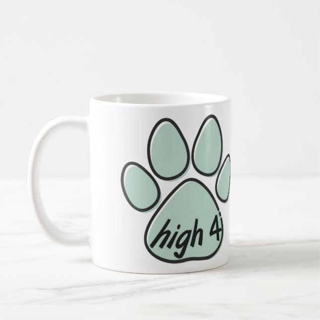 high four 4 dog  coffee mug (Left)